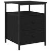Black Oak Bedside Table, 2 Drawers for Storage, with Open Display Storage, 44x45x60 Cm, Made of Wood and Steel.