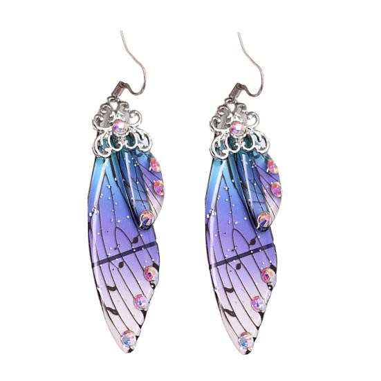 Colorful Butterflies Wing Shape Drop Earrings Women Simulation Rhinestone Dangle Hook Earrings Jewelry Accessory