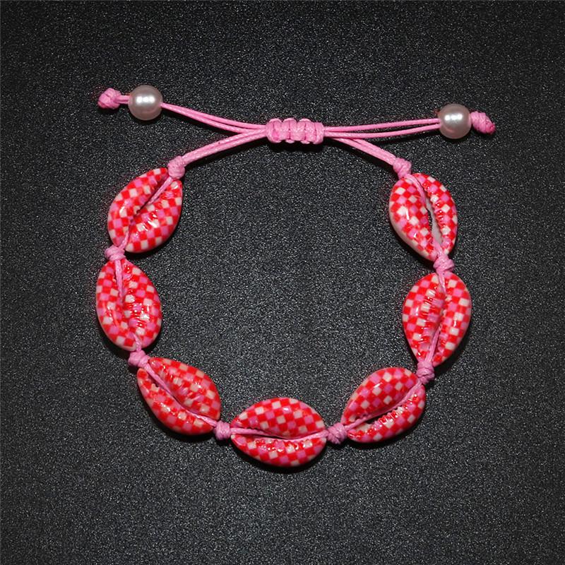 Colorful Printed Shell Bracelet for Women Bohemian Conch Braided Ankle Chain Bangle Adjustable Girls Summer Holiday Jewelry Gift