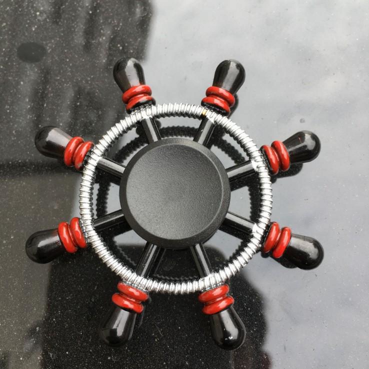 Colorful Zinc Alloy Fidget Spinner: Black Tech Stress-Relief Toy for Students and Kids.