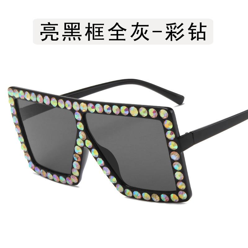 Décoration Strass Lunettes de Soleil Femmes Forme Carrée Lunettes de Soleil Cool et Élégantes Féminines Style Européen Américain Lunettes de Soleil pour Femme