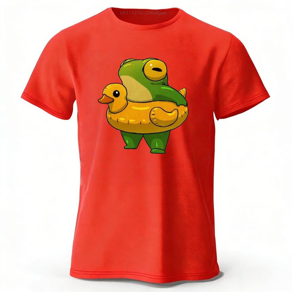 Frog Who Can't Swim Cotton Short Sleeves Shirt with Multiple Colors To Choose From Men's Oversized Breathable T-shirt