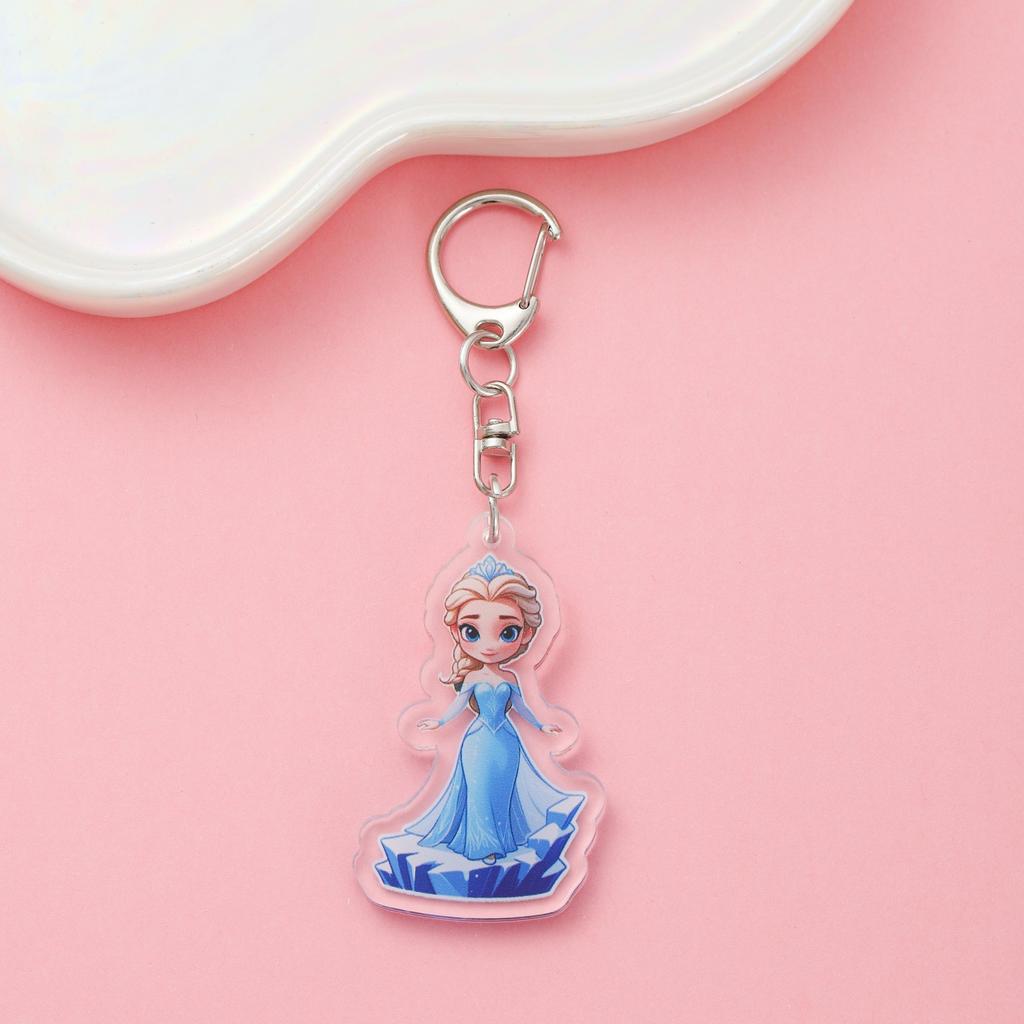 1/9Pcs Disney Princess Frozen Elsa Acrylic Keychain Cute Backpack Pendant Funny Bag Charms Accessories Decoration Holiday Gifts