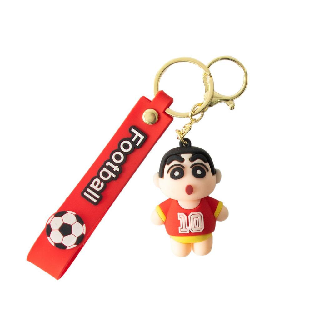 Internet Celebrity Cute Cartoon Football Cross Dressing Crayon Shin Chan Keychain 3D Car Doll Small Gift