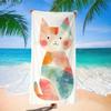 1pc Cute Cat Microfiber Beach Towel Scarf - Lightweight, Quick-Dry, Absorbent Travel Accessory with Vibrant Watercolor Design