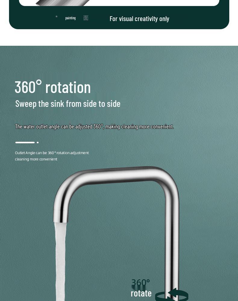 304 Stainless Steel Rotatable Kitchen Faucet with Anti-Splash and Hot/Cold Features