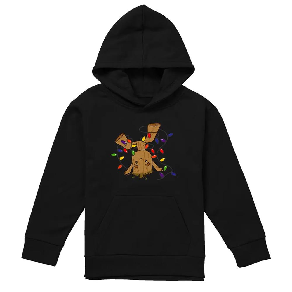 Guardians Of The Galaxy Childrens/Kids Groot Christmas Lights Pull Over Hoodie