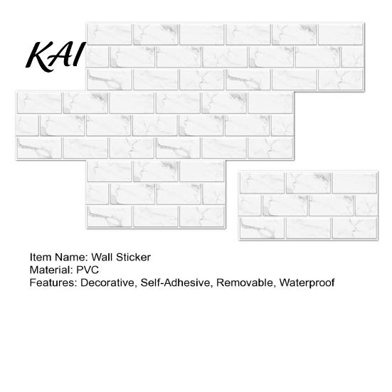 Waterproof Wall Stickers for Kitchen 6Pcs Marble Pattern Peel And Stick Backsplash, Brick Panels, Self Adhesive Low Cost House Refurbishment
