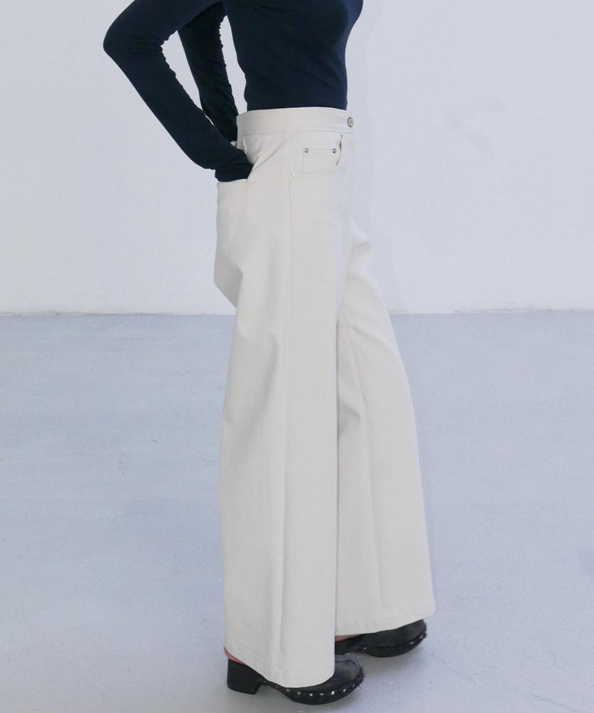 EN OR Bizo Detail Flare Pants - Cream
