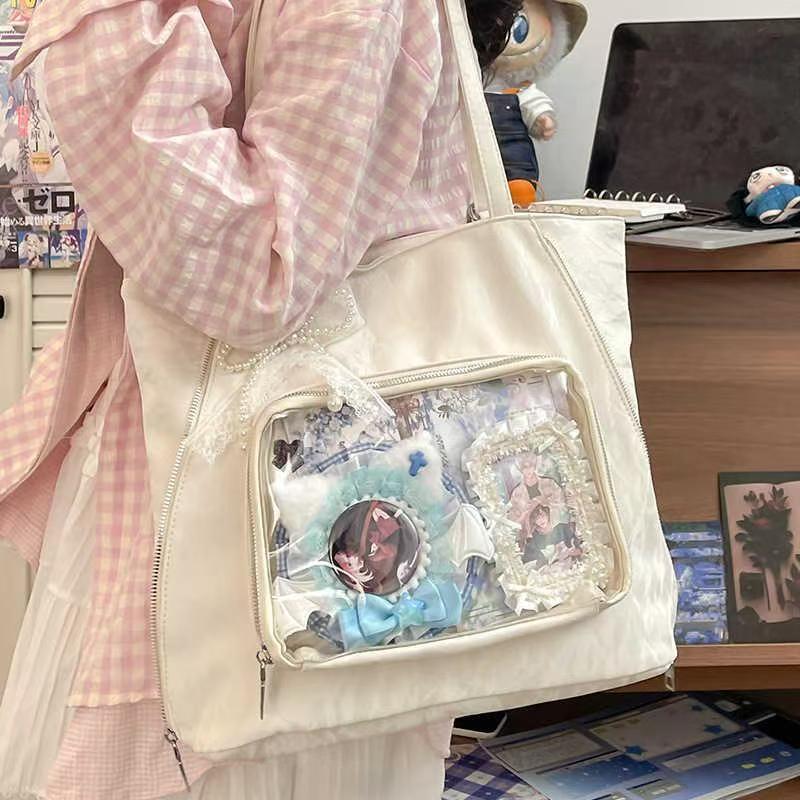 New Y2k Versatile Ita Shoulder Bag Sweet Girls Transparent Tote Bag Large Capacity Backpack DIY Cartoon Display Commute Handbags