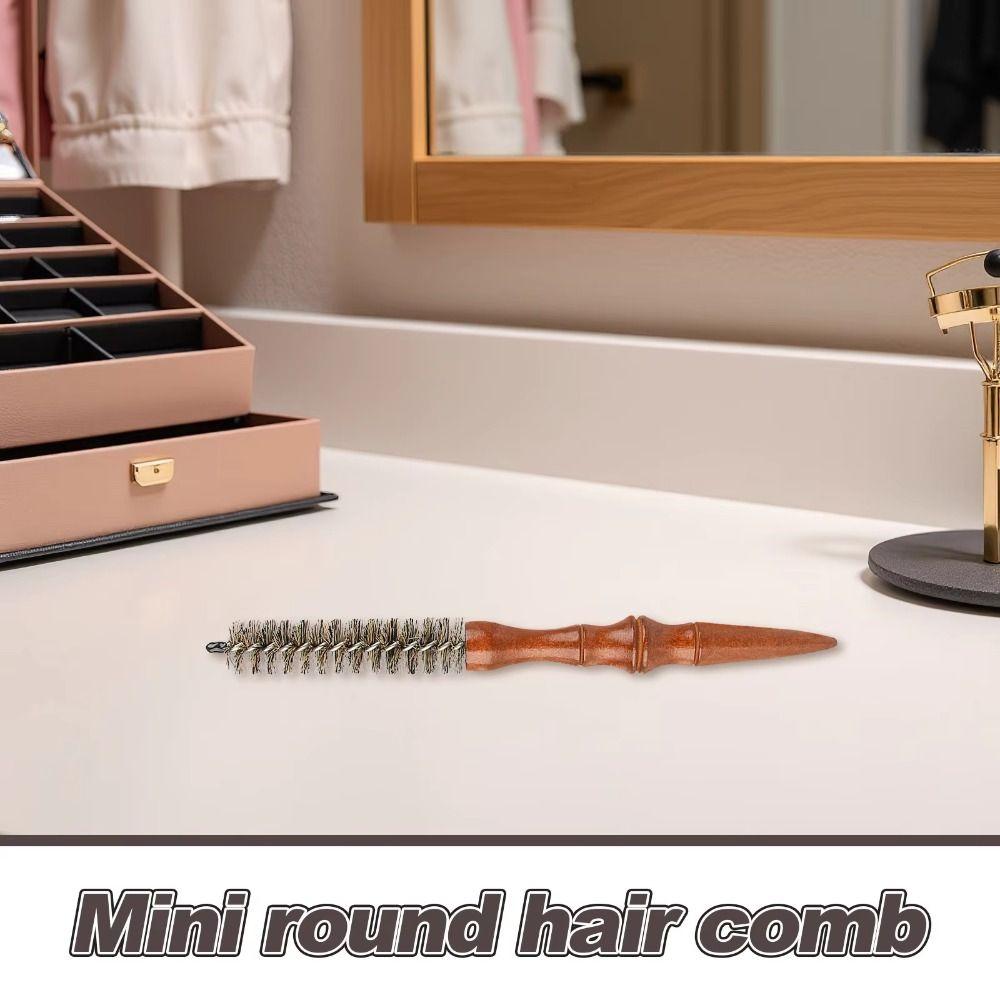 Antistatic Properties Mini Curling Comb Solid Wood Handle Hair Rolling Brush  Scalp Massage
