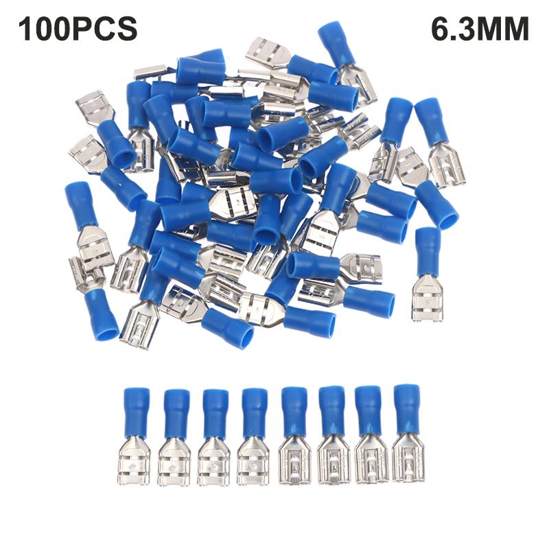 100Pc 2.8/4.8/6.3mm Insulated Spade Wire Connector Male Female Electrical Crimp Terminal Connector Wiring Cable Plug Red Blue