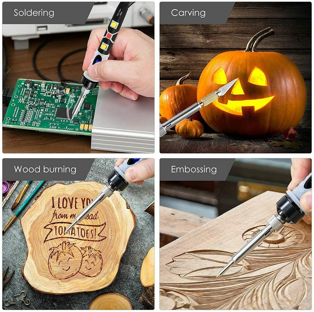80W Lötkolben-Set, Schnitzerei, Brandmalerei, Holzprägung, Brennstift, Lötset