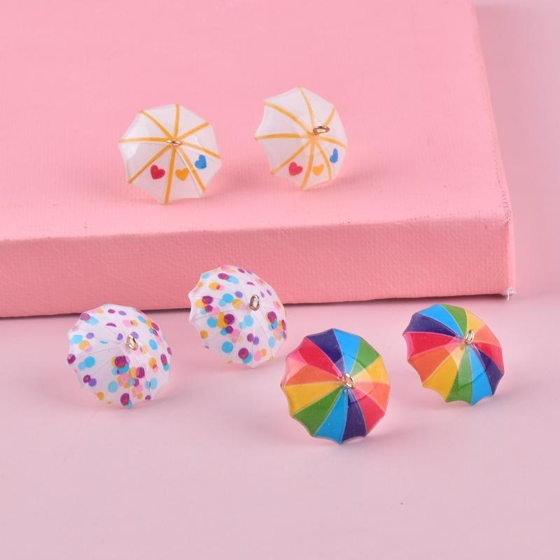 5Pcs Dollhouse Mini Simulation Small Umbrella Diy Earrings Necklace Charms Scrapbooking Embellishment Craft Decoration