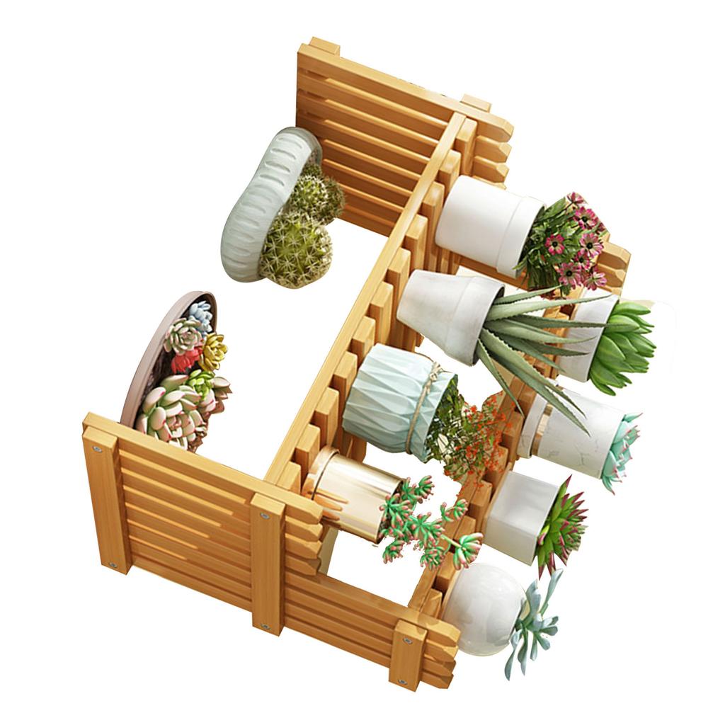 Table Top Bamboo Plant Stand Desktop Flower Shelf Rack for Indoor Outdoor Home Patio Lawn Garden Balcony