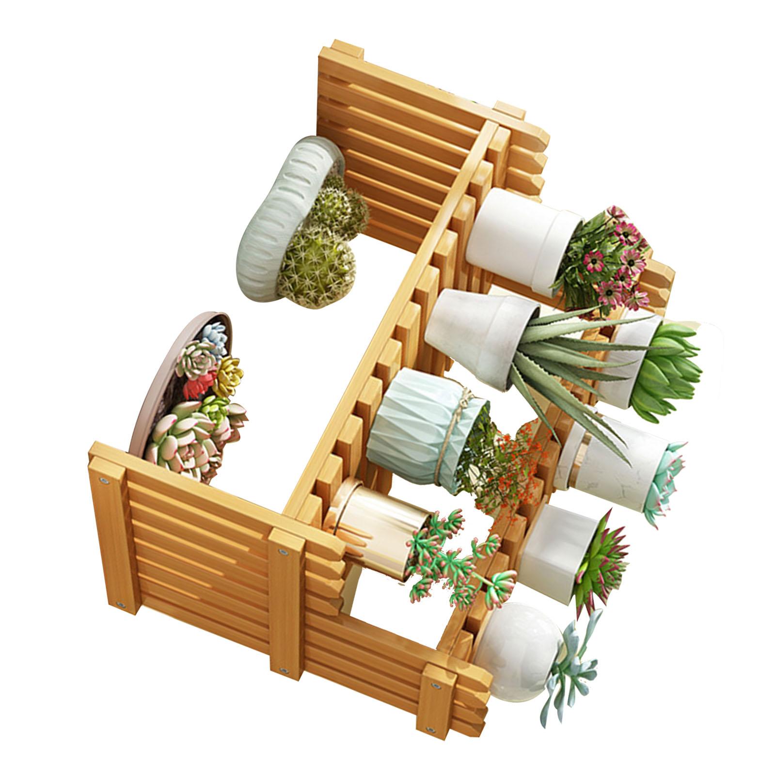 

Table Top Bamboo Plant Stand Desktop Flower Shelf Rack for Indoor Outdoor Home Patio Lawn Garden Balcony