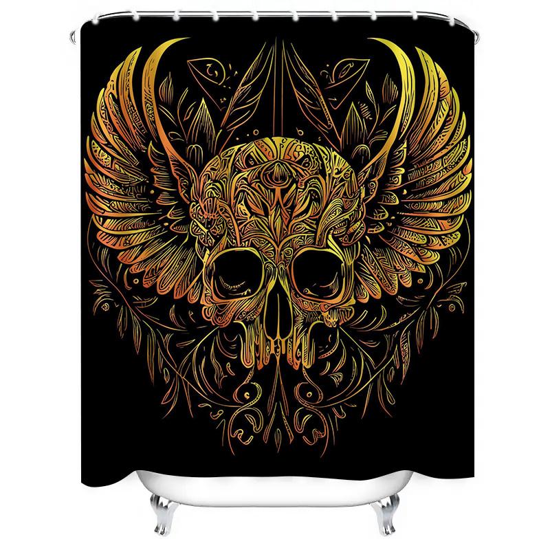 Tuniu Skull Pattern Shower Curtain, Gothic Decor, Spooky Bathroom, Skull Art, Horror Theme, Dark Shower Curtain, Unique Design