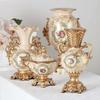 Luxuriöse Amerikanische Doppelte Henkelvase Elegante Harz-Blumenvase Heimdekoration Wohnzimmerdekorations-Ornament Europäische Handwerkskunst