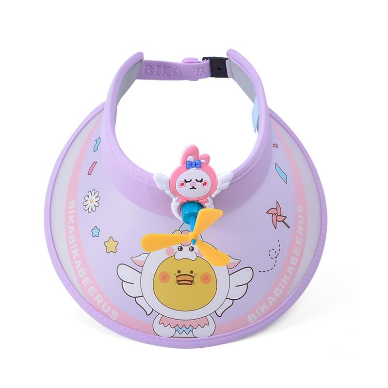 1106 Children's Hats Summer Outdoor Sunshade Sunscreen Hats Boys and Girls Cartoon Big Eaves Windmill Empty Top Sun Hat