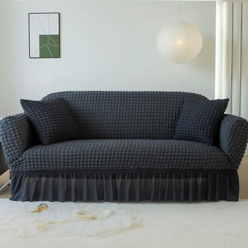 Copridivano Universale a L 3 Posti con Chaise Stretchabile Tessuto a Bolle Antipolvere Copertura Protettiva
