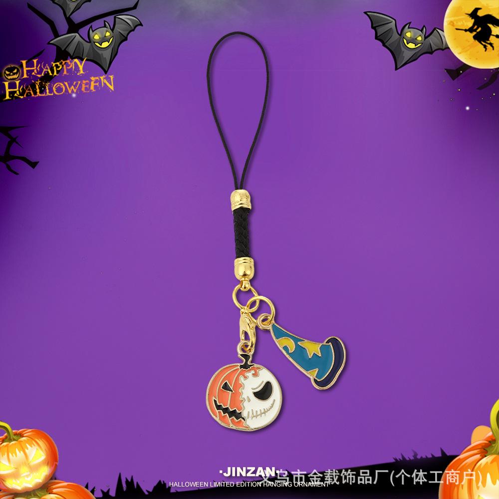 Halloween Skull & Ghost Pumpkin Keychain Ornament