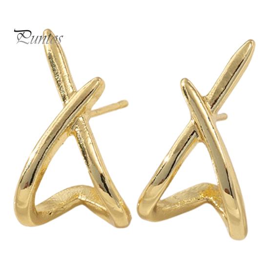 

1 пара жіночих сережок з геометричним хрестом, сплав, видовбані, протиковзкі, гладкі сережки-гвоздики, щоденні ювелірні вироби для вух, для вечірки, клубу золотистий