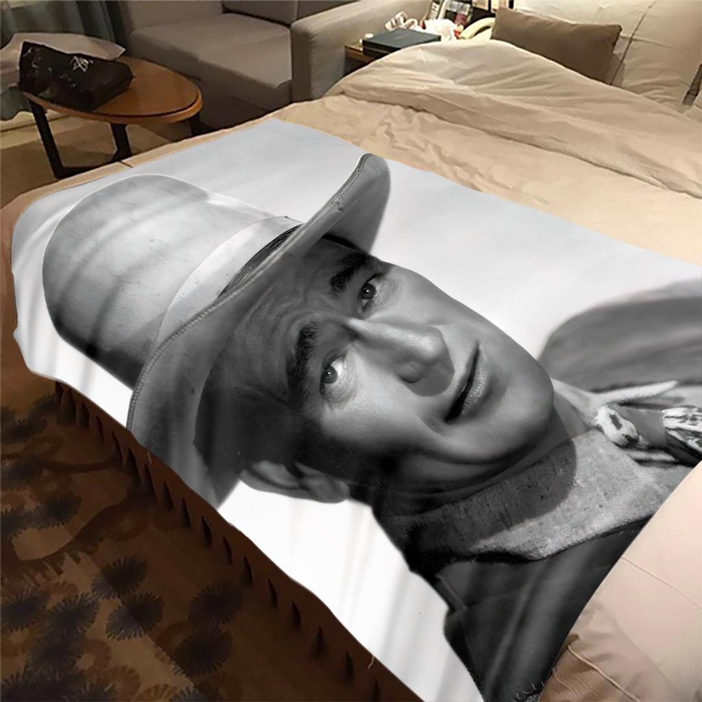 1pc John Wayne Retro Black and White Poster blanket, al season lightweigh Poster blanket home office outdoor nap multifunc Poster blanketional blanket