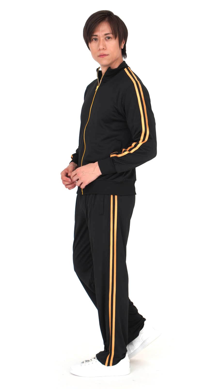 

Цветной трикотажный костюм с двумя и размерами Черный x Полоски, Мужской Женский S/M/L/LL (L, Золотой)