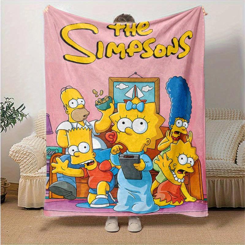 Coperta Cartoon I Simpson, Coperta Corta in Peluche Carina e Calda, Decorazione Casa Soggiorno Divano Quattro Stagioni Viaggio