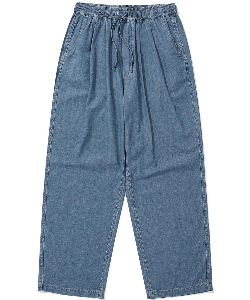 COLUMBIA UNIVERSITY Sl-Label Loose-Fit Denim Pintuck Pants Light Denim