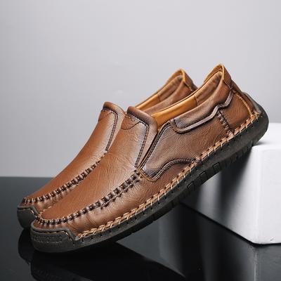 Fashion New Hand Stitched Mens Slip On Loafers Outdoor Walking Plus Size 48 Comfortable Business Casual Leather Shoes All Season Spring
