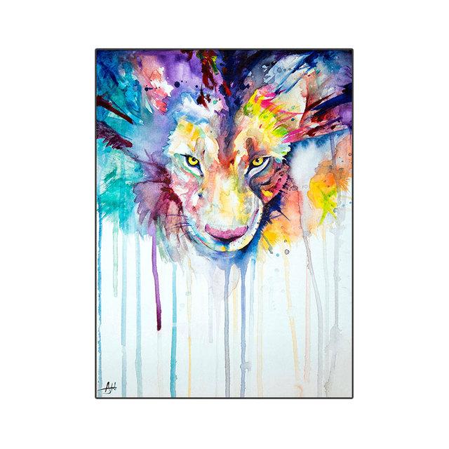 

Абстрактная акварельная живопись Слон Лев Панда Холст Плакаты Печать Красочные животные Настенные художественные фотографии для детской комнаты Домашний декор 21cm×30cm NoFrame