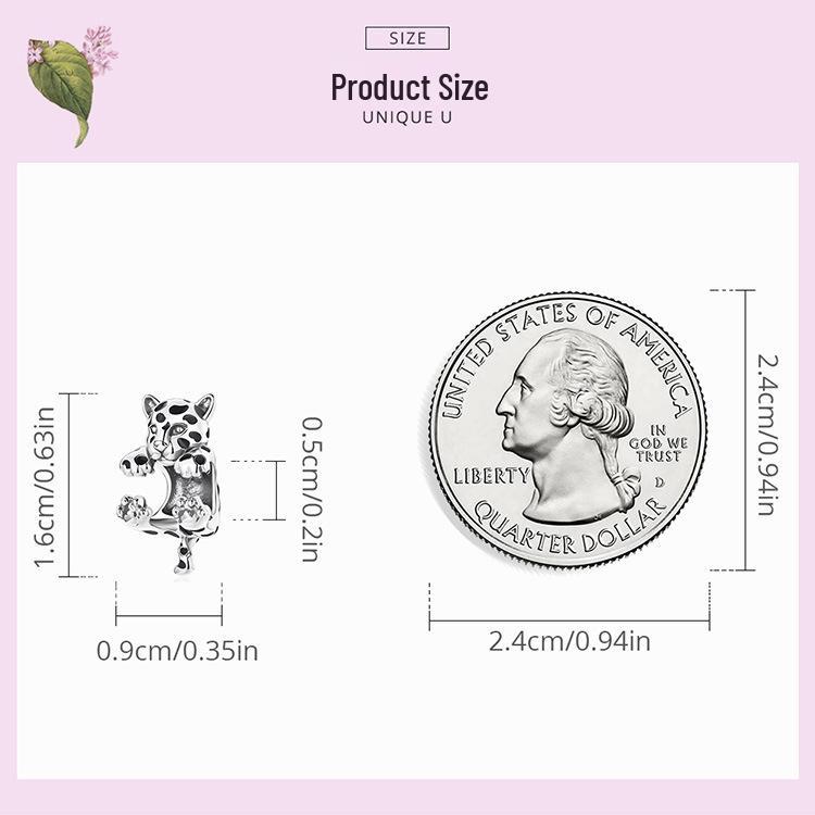 Yinziyun Fun Cheetah DIY 925 Sterling Silver Bead Accessories BSC556