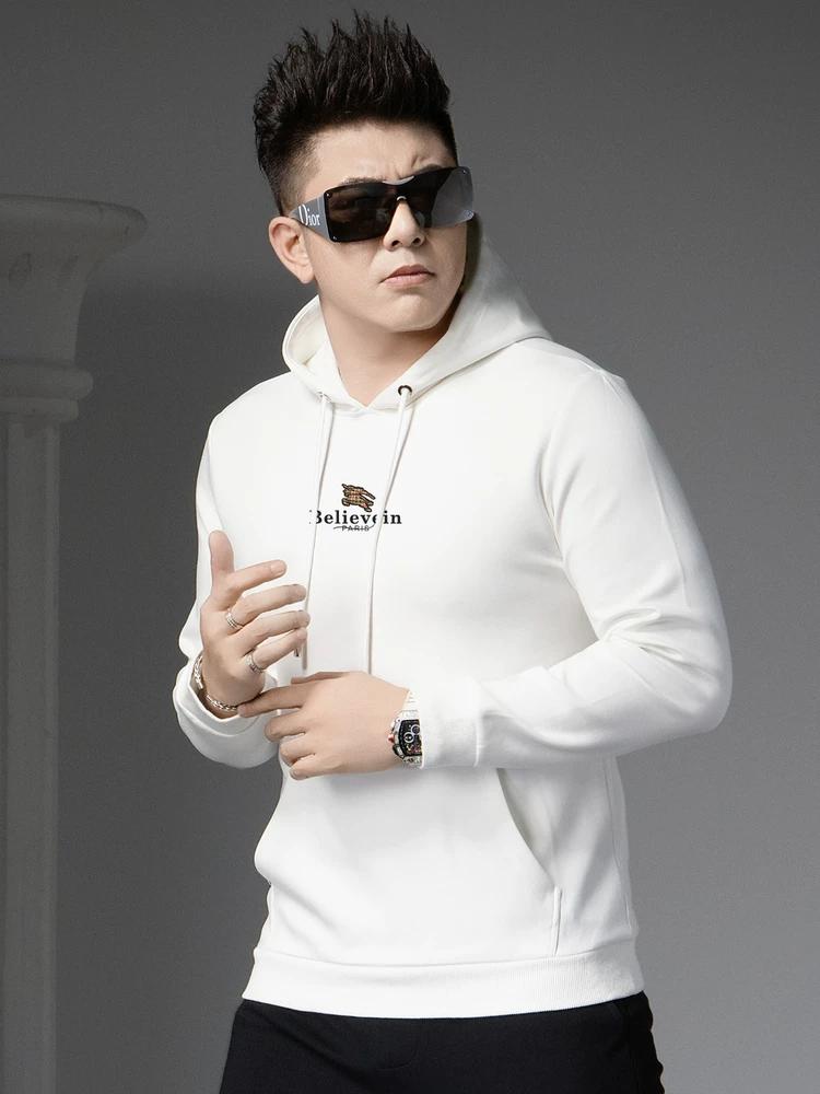 European Goods Hoodie Men s Autumn Fashion Brand Print Top 2025 New Pullover Long sleeve Casual Men s Hoodie XL чёрный