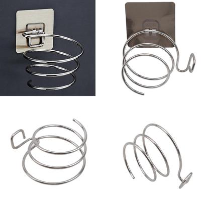 Hair Dryer Holder Blower Organizer Adhesive Wall Mounted Nail Free No Drilling Stainless Steel Spiral Stand Storage For Bathroom