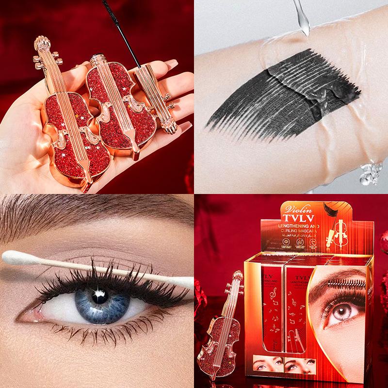 Waterproof Lashes Mascara Waterproof Long-Lasting Mascara Violin Volumizing Mascara Make Up Supplies Washable Smudge-Proof