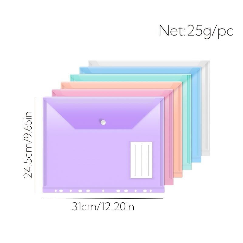 6/12pcs 11-Hole A4 Binder Pockets | Transparent Colorful PP File Bags & Label Pocket - Document Organizer for School Office Home