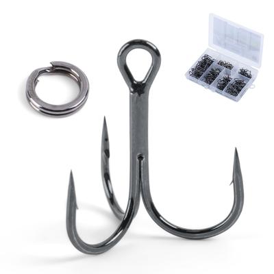 Goture Triple Hook Set Treble Hook Split Ring Value Black