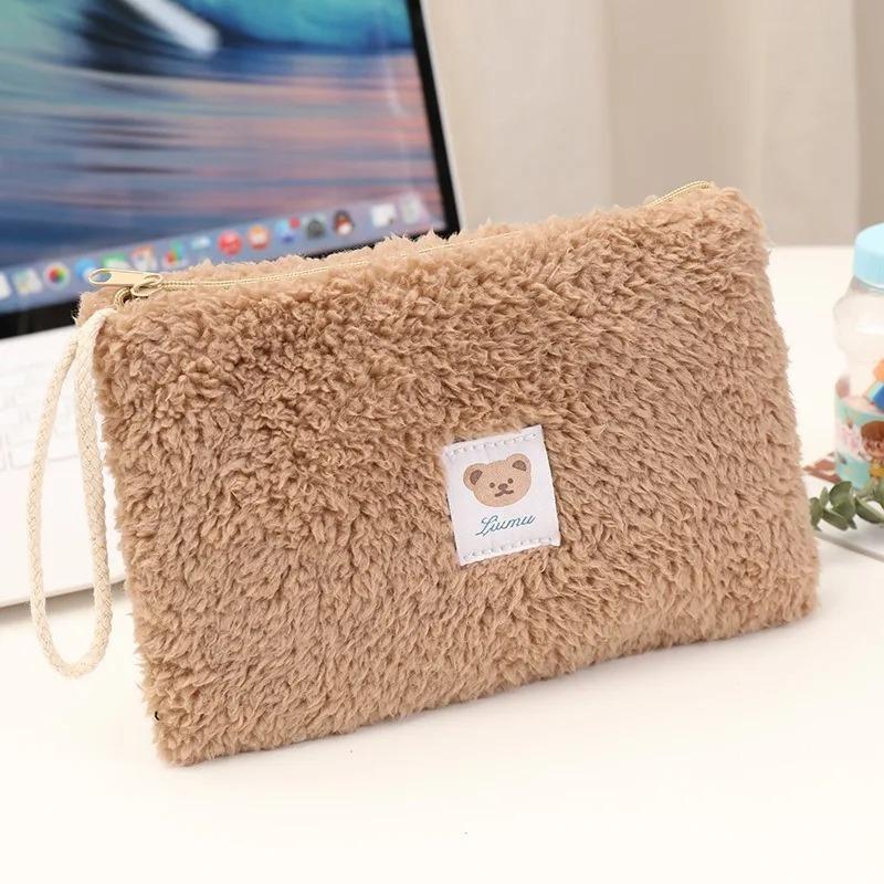 Large Capacity Cute Plush Travel Cosmetics Lipstick Storage Bag Womens Makeup Bag Handbag Pencil Case Student Supplies