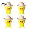 Collectible Figurine for Desk Enthusiasts 4Pcs 3D Printed Angry Duck Figurines Mini Grumpy with Straw Hat Unique Decor Coworkers Cute Cross-Arms
