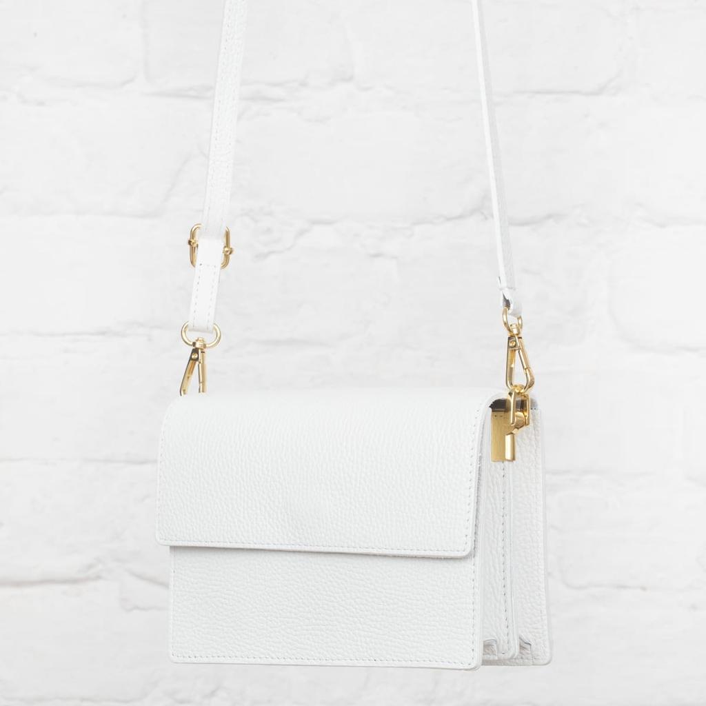 Small Leather Handbag Vezze Frena White