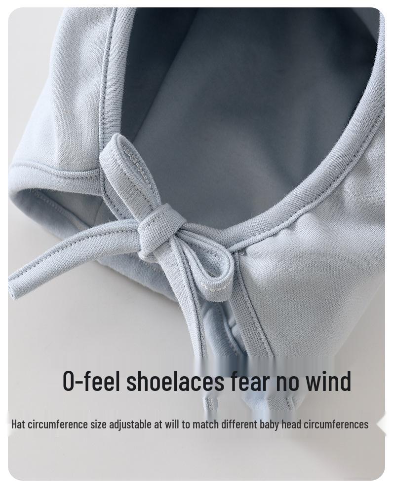 Jingqi Cute Newborn Ear Protection Tie-On Hat for Autumn and Winter.