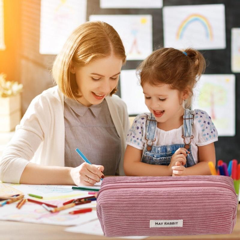 Manšestrový penál na tužky, taška na psací potřeby, velkokapacitní pouzdro na tužky, penál, kosmetická taštička, školní kancelářské potřeby pro studenty