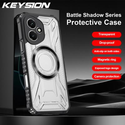 KEYSION Transparent Magnetic Case for Honor 400 Pro 5G Silicone+PC Heavy Duty Shockproof Phone Cover for Huawei Honor 400 Lite