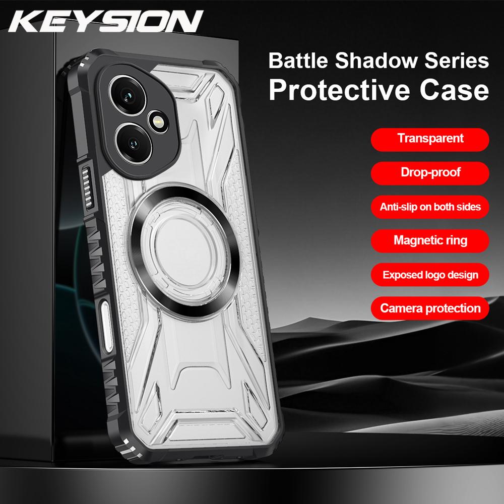 KEYSION Transparent Magnetic Case for Honor 400 Pro 5G Silicone+PC Heavy Duty Shockproof Phone Cover for Huawei Honor 400 Lite