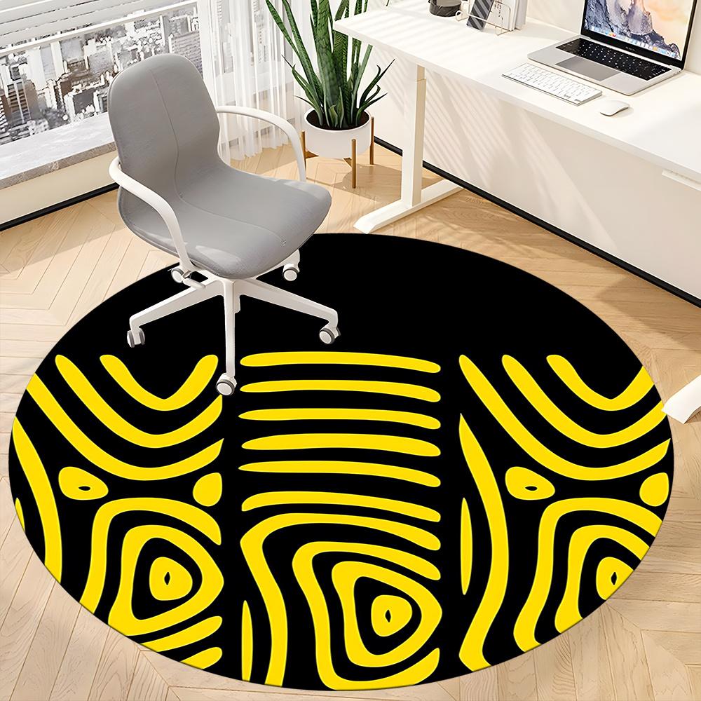 1pc Zebra Stripes Office Round Area Rug, Indoor Mat Suitable ForOffice, Under Office Chairs Bedroom Living Room Home Decor, Room Deco 060