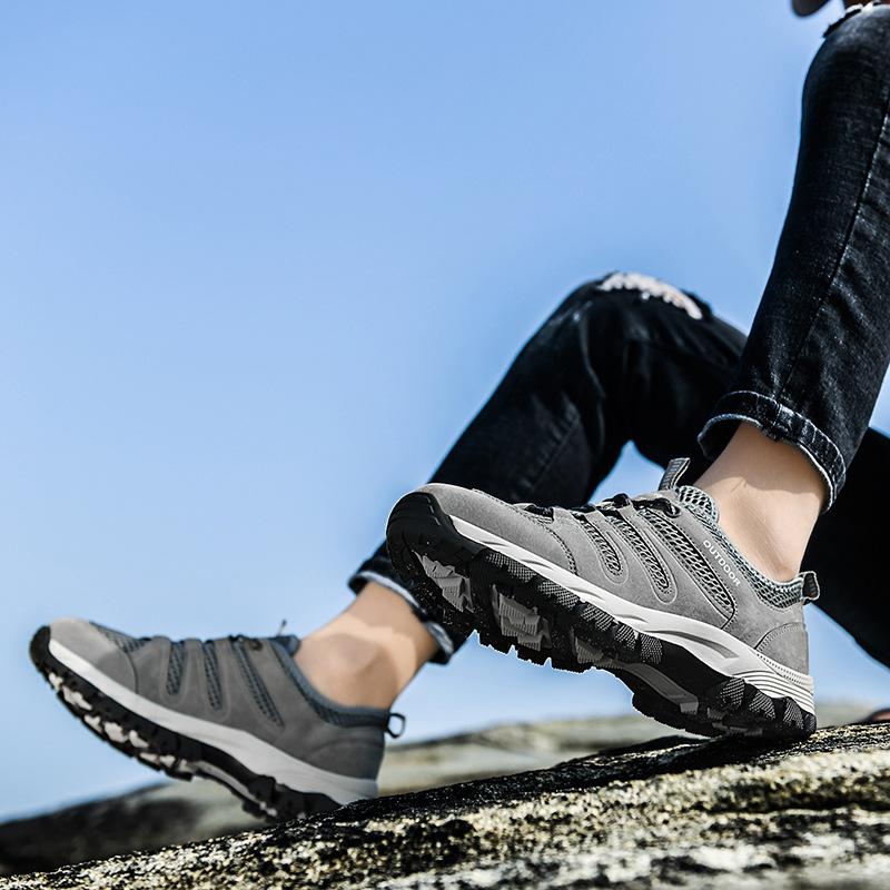 2024 Large Low Top Cowhide Velvet Mesh Shoes Summer Outdoor Leisure Breathable Mountaineering Shoes