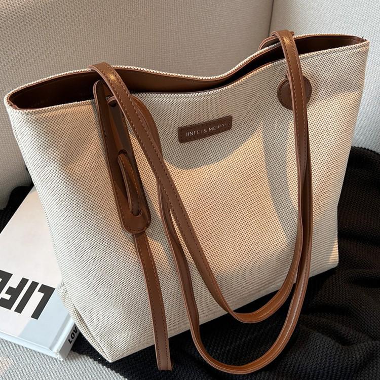 Women's Large Capacity Canvas Tote - 2026 Spring/Summer Versatile Single Shoulder Bag for Commute and Casual Use