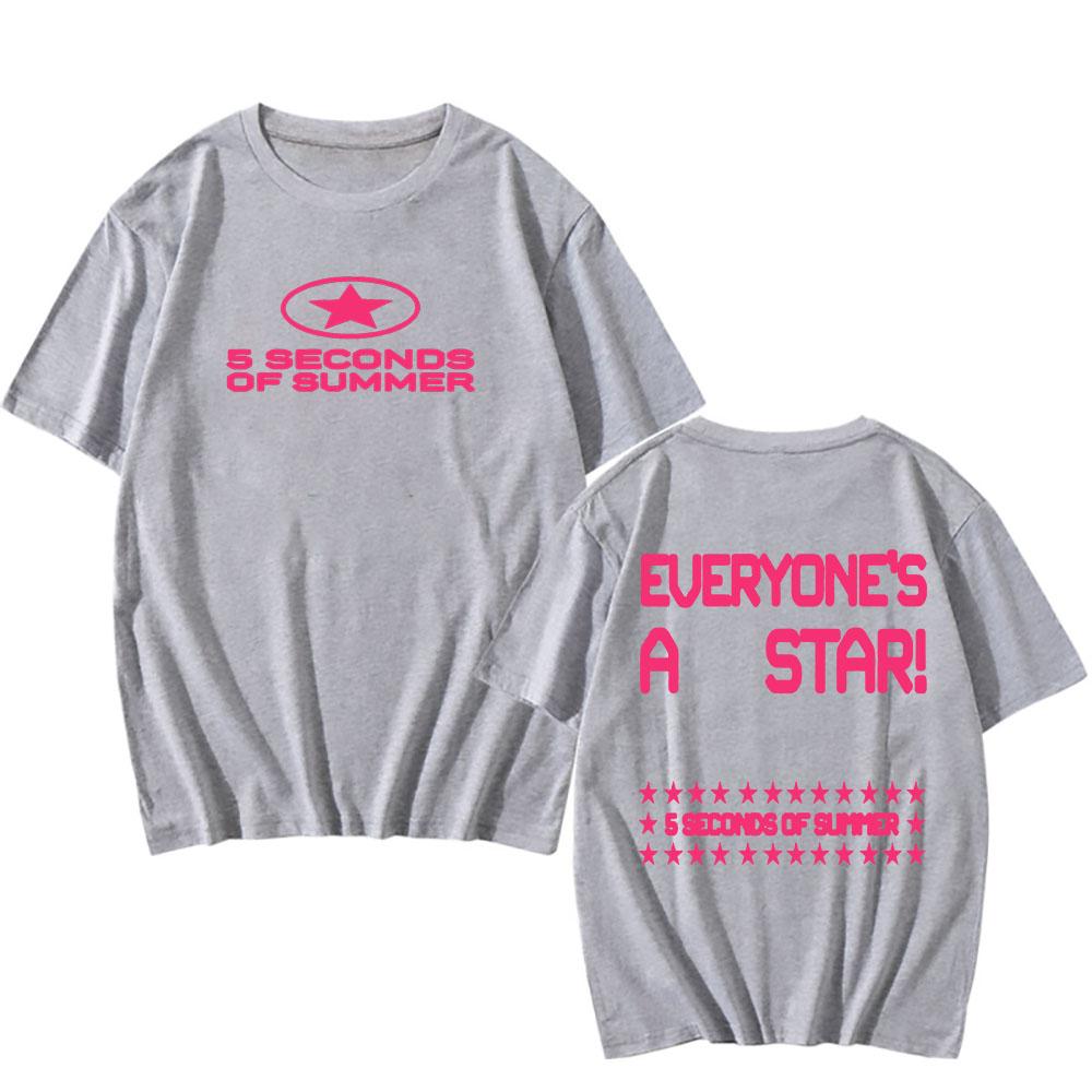

5 SECONDS OF SUMMER Футболки гурту Кожен - Зірка Футболка з альбому З коротким рукавом Круглий виріз Бавовняні футболки Одяг з графічним принтом Топ M