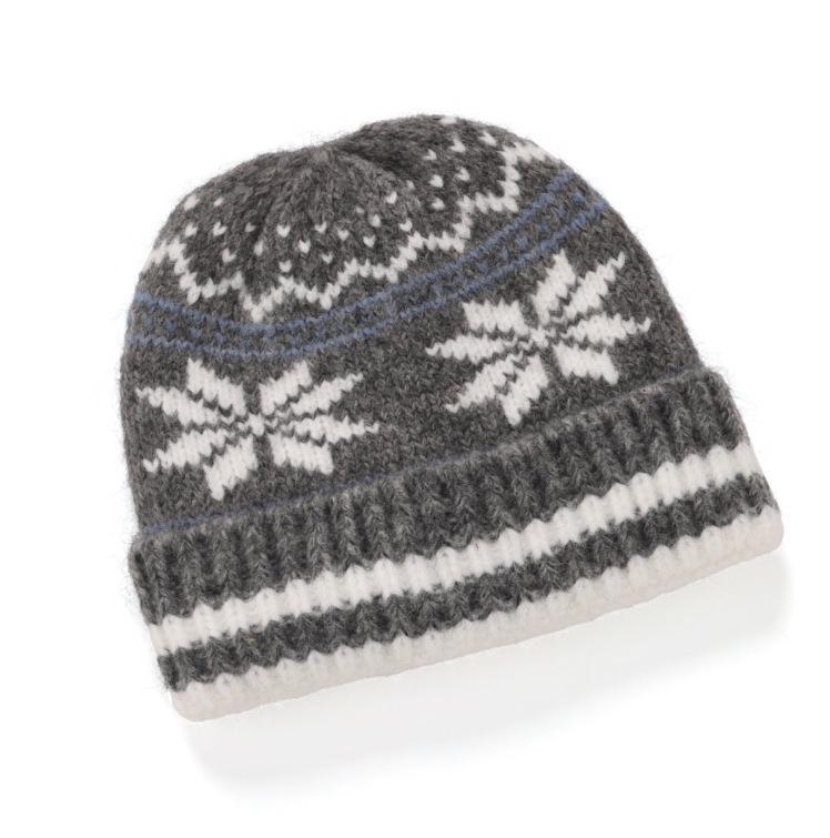 2025 Women's Retro Snowflake Wool Knitted Hat with Fleece-Lined Ear Protection